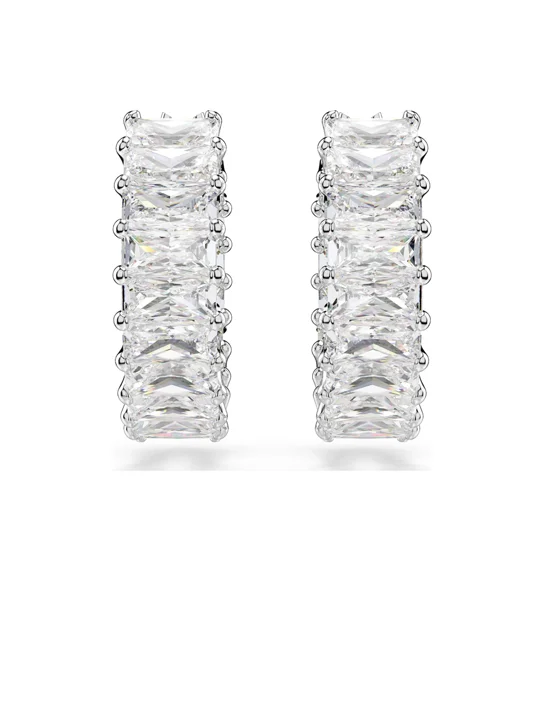SWAROVSKI Bông Tai Matrix:Pe Mn Hoop White/Rhs