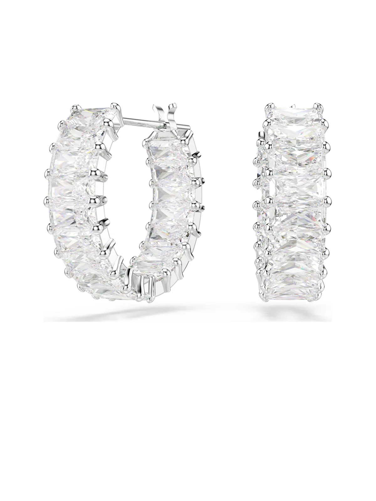 SWAROVSKI Bông Tai Matrix:Pe Mn Hoop White/Rhs
