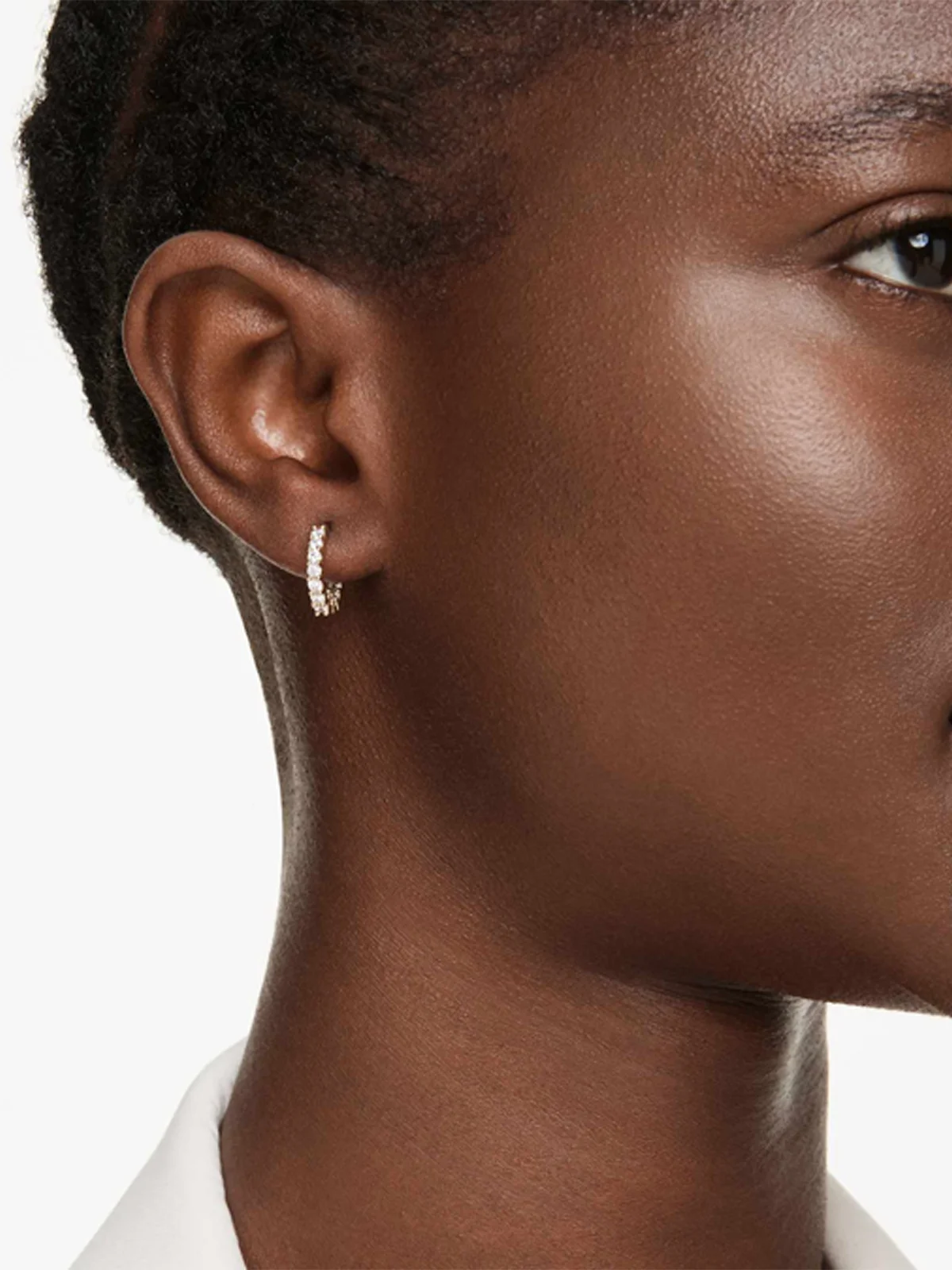SWAROVSKI Bông Tai Matrix:Pe Mn Hoop White/Gos