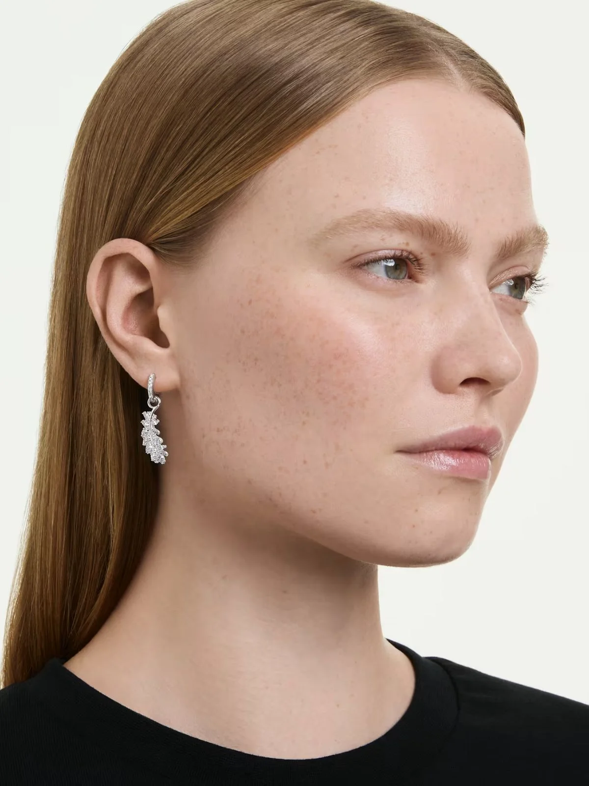 SWAROVSKI Bông Tai Vienna:Pe Feather Whi/Rhs