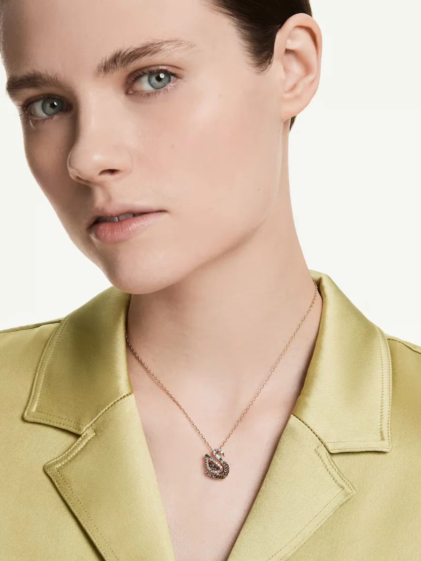 SWAROVSKI Vòng Cổ Swan:Pend Gry/Ros