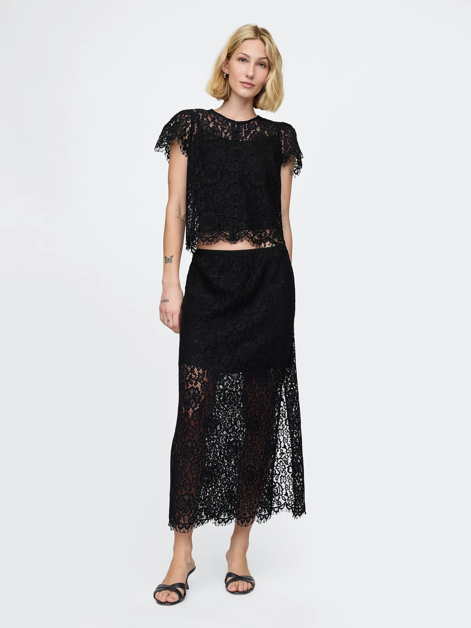 GAP Chân Váy Nữ - Lace Pull-On Midi Skirt