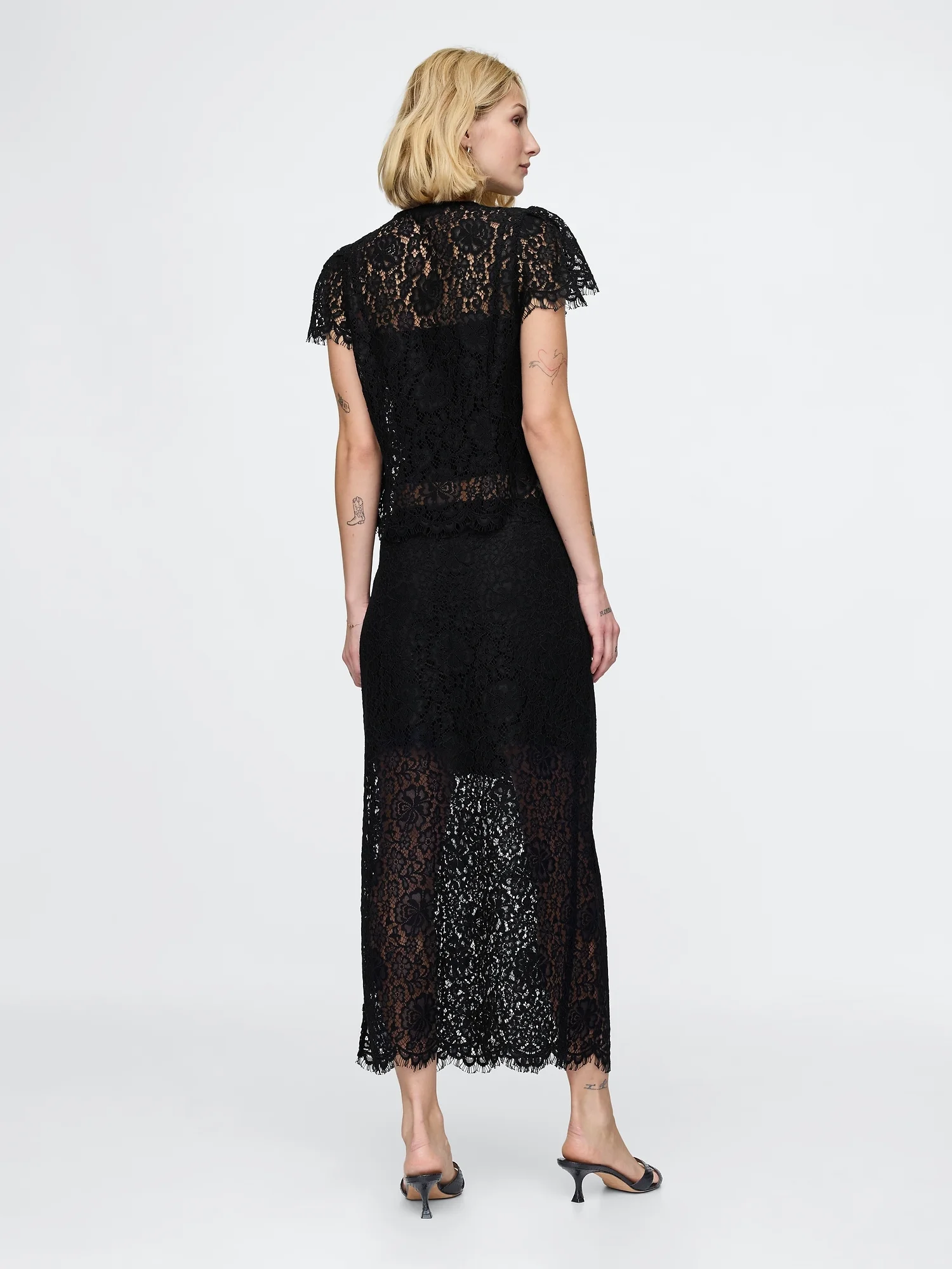 GAP Chân Váy Nữ - Lace Pull-On Midi Skirt