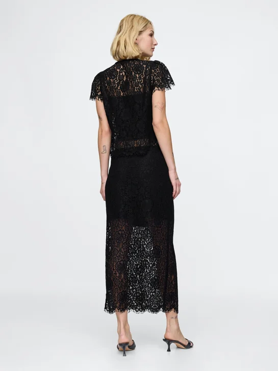 GAP Chân Váy Nữ - Lace Pull-On Midi Skirt