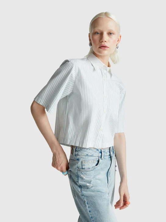 UNITED COLORS OF BENETTON Áo Sơ Mi Ngắn Tay Nữ Women Shirt