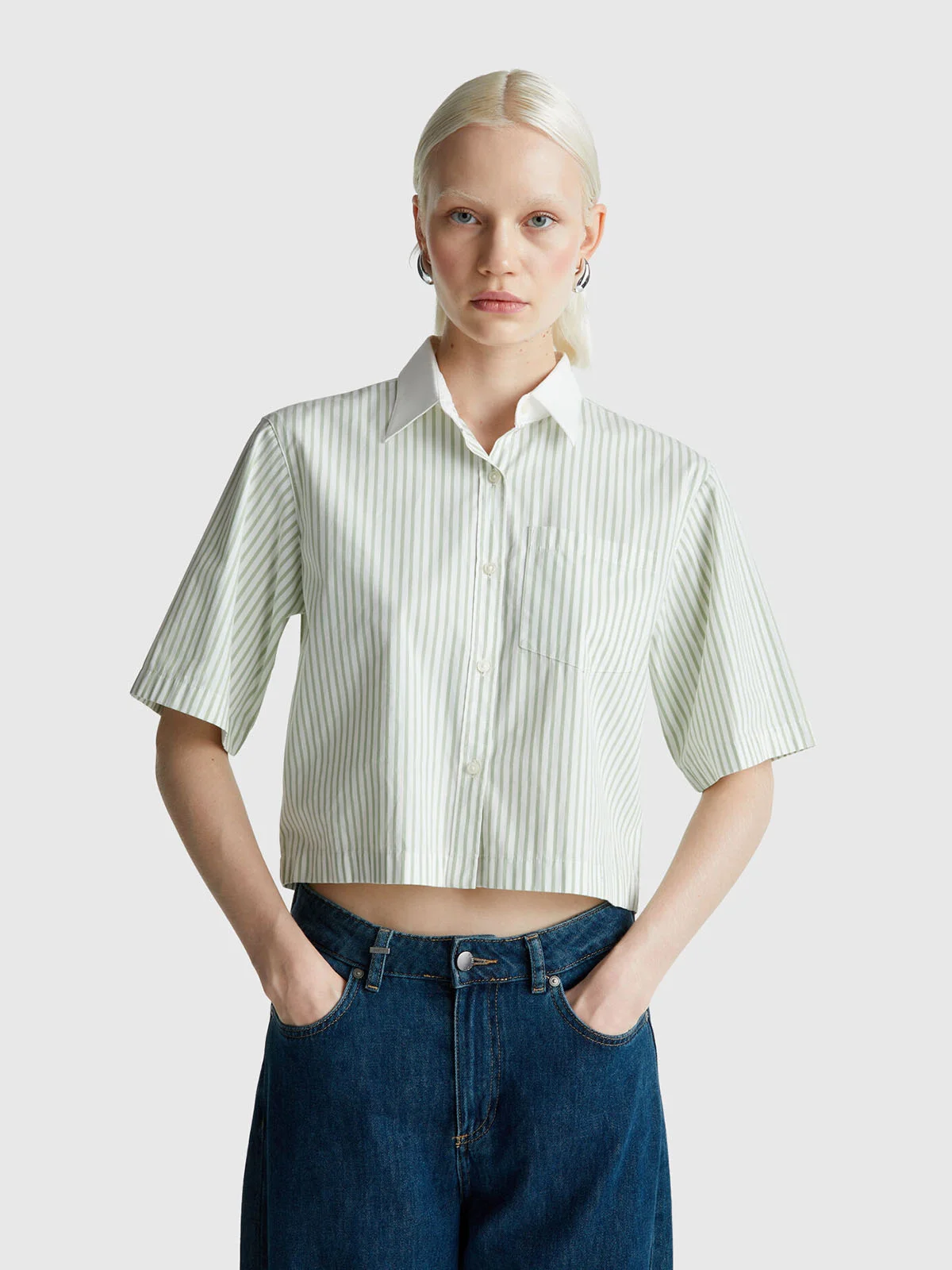 UNITED COLORS OF BENETTON Áo Sơ Mi Ngắn Tay Nữ Women Shirt
