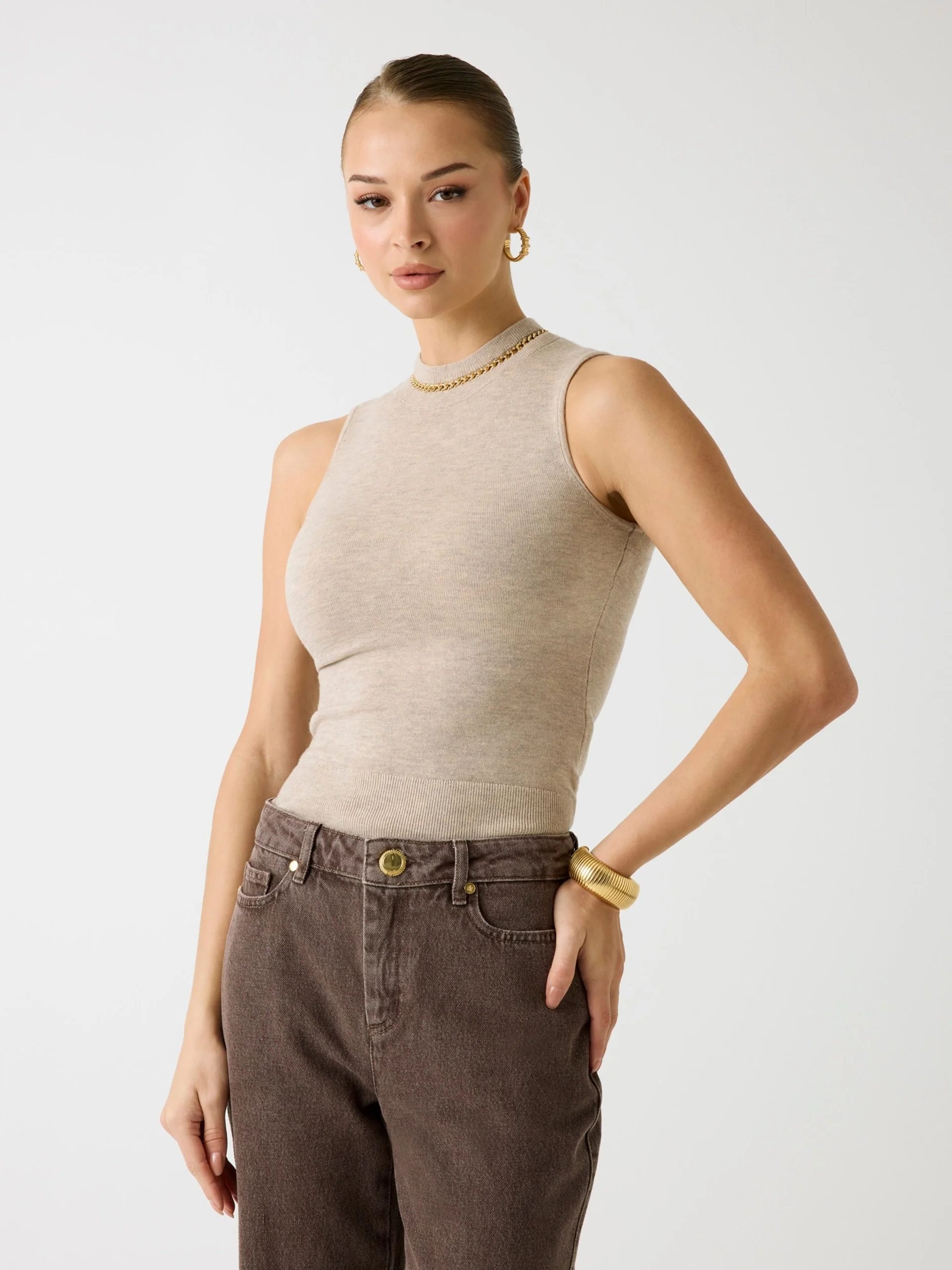 GUESS MARCIANO Áo Len Nữ-Abel Cn Sl Top Chain