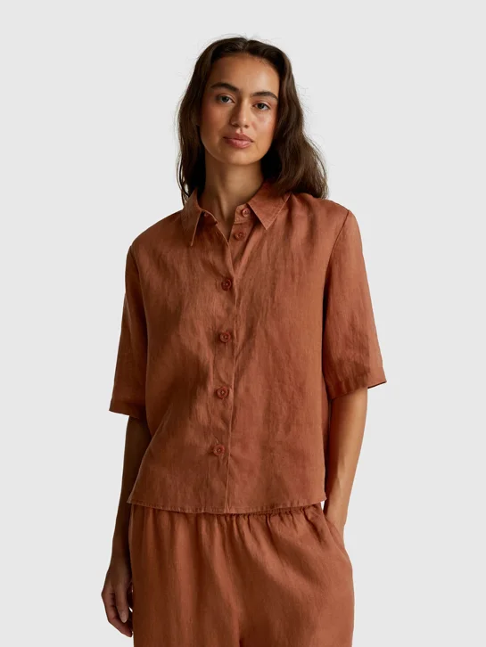 UNITED COLORS OF BENETTON Áo Sơ Mi Ngắn Tay Nữ Women Shirt