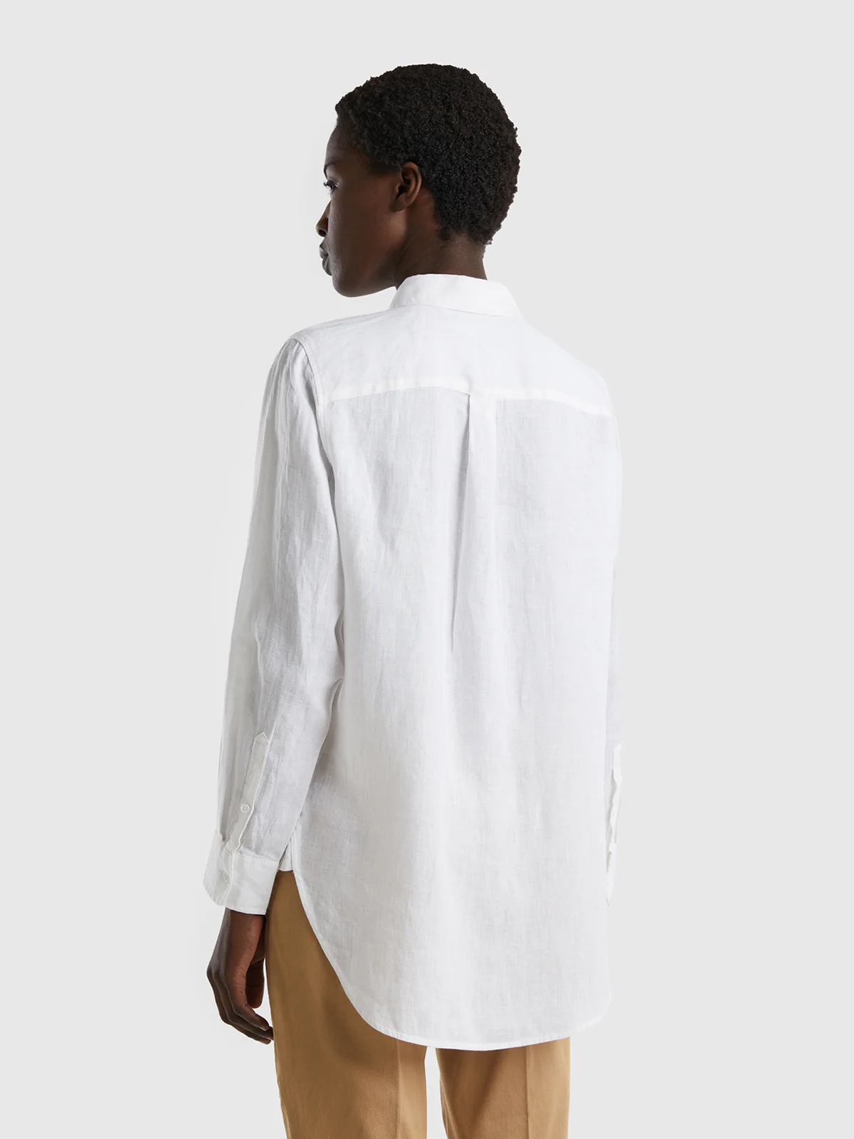 UNITED COLORS OF BENETTON Áo Sơ Mi Nữ Long Shirt In Pure Linen