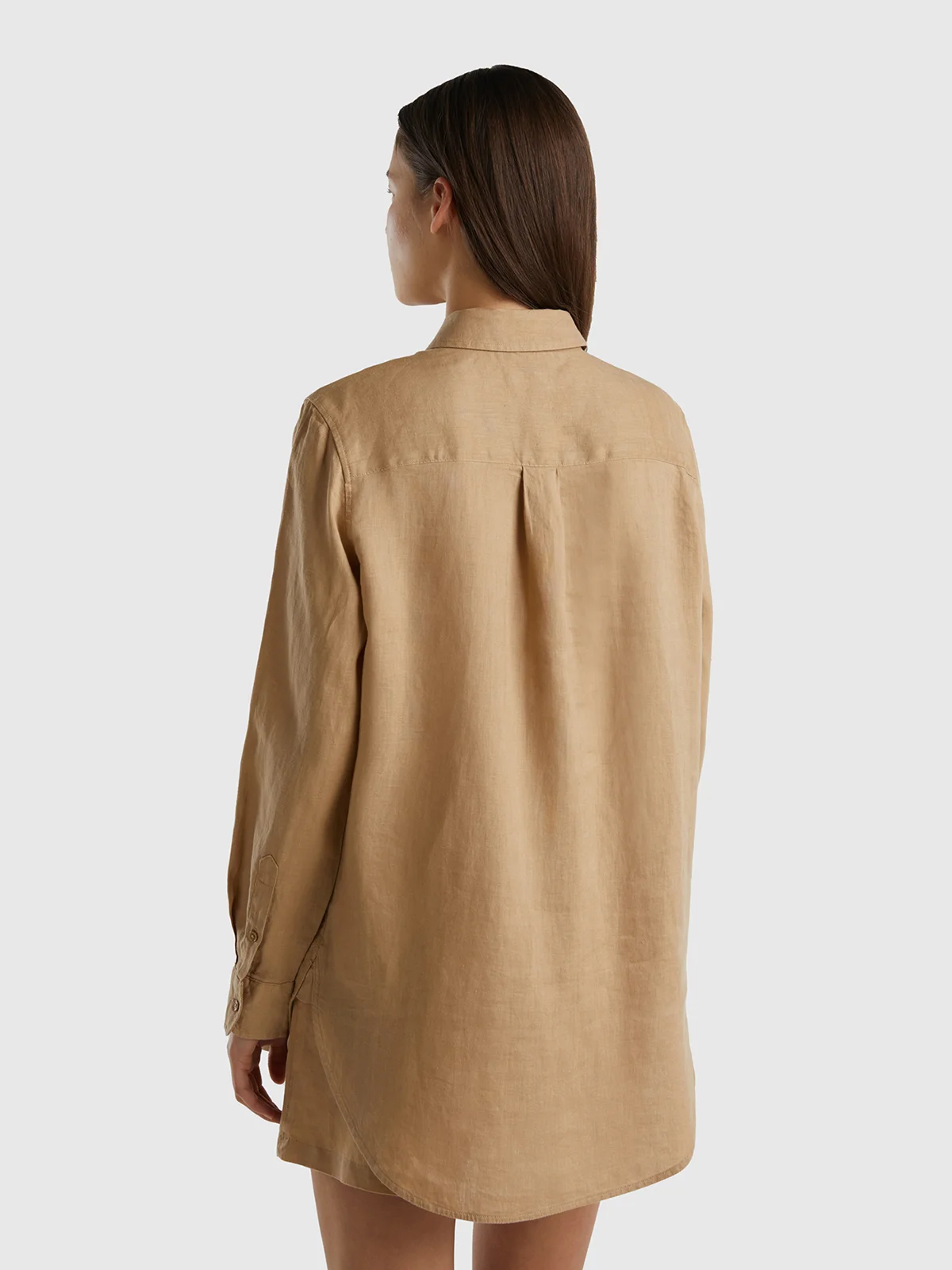 UNITED COLORS OF BENETTON Áo Sơ Mi Nữ Long Shirt In Pure Linen