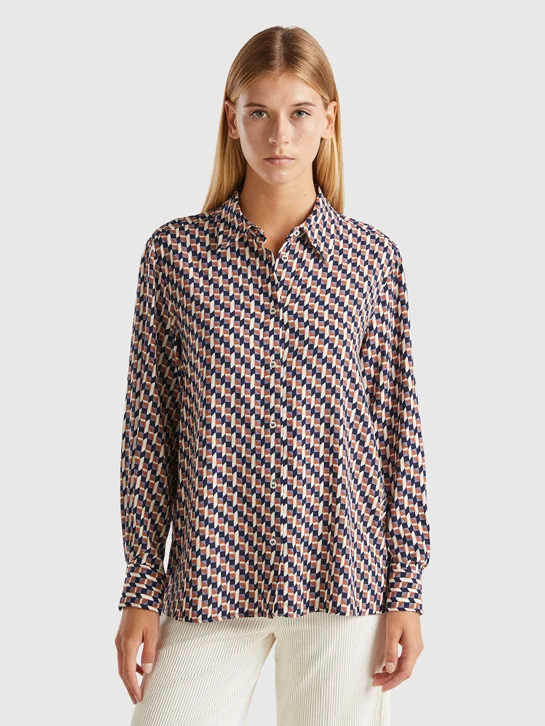 UNITED COLORS OF BENETTON Áo Sơ Mi Dài Tay Nữ Women Shirt