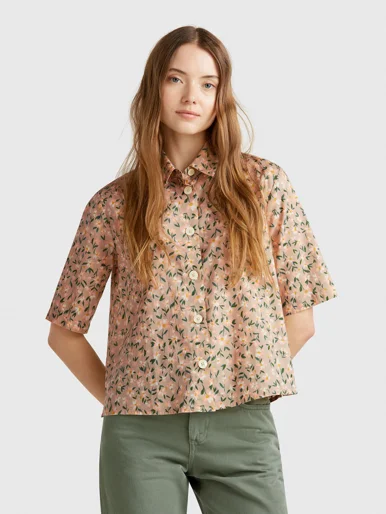 UNITED COLORS OF BENETTON Áo Sơ Mi Ngắn Tay Nữ