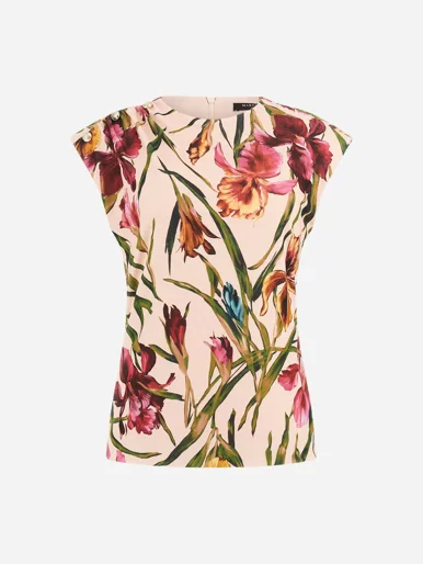 GUESS MARCIANO Áo Thun Kiểu Nữ Remi Sl Draped Top Print