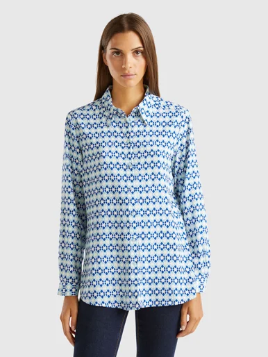 UNITED COLORS OF BENETTON Áo Sơ Mi Dài Tay Nữ Women Shirt