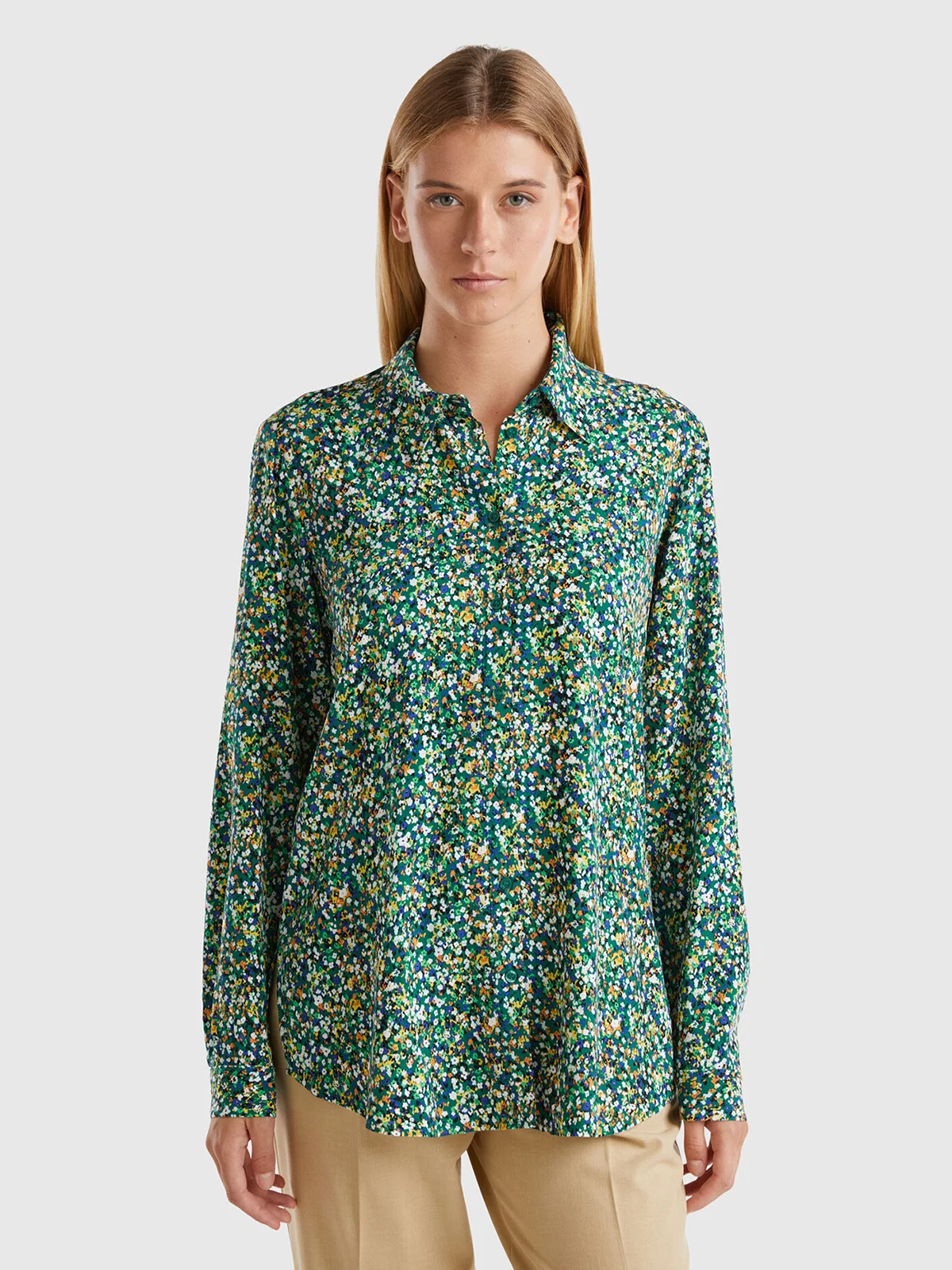UNITED COLORS OF BENETTON Áo Sơ Mi Dài Tay Nữ Women Shirt