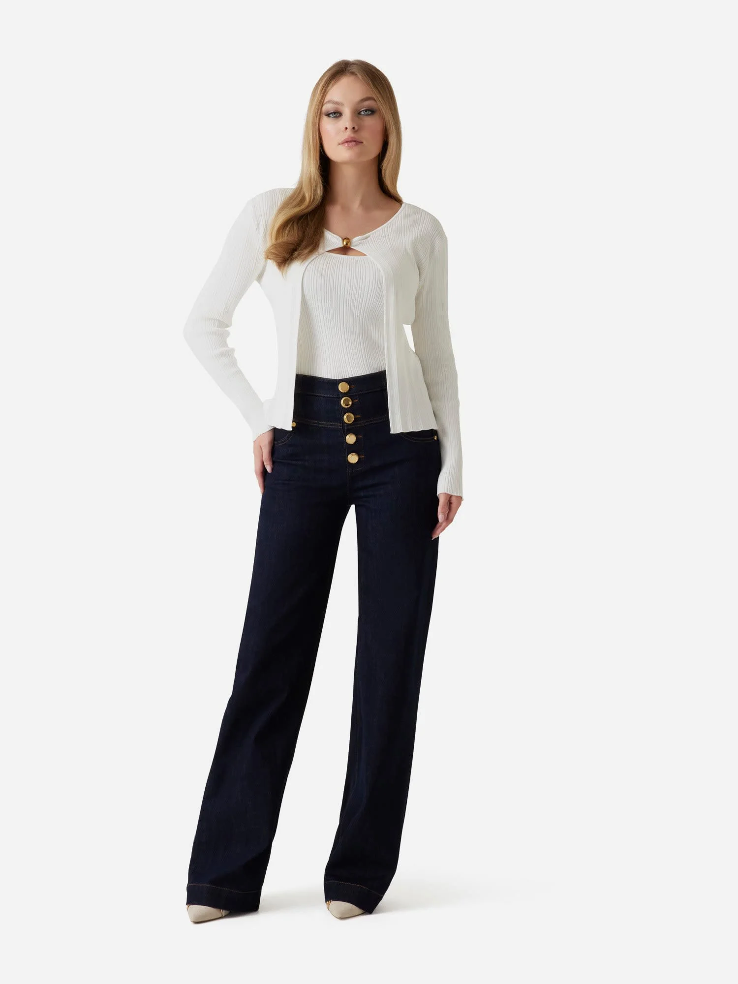 GUESS MARCIANO Áo Len Nữ - Kathleen Ribbed Twin Set Swtr