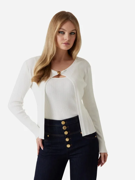 GUESS MARCIANO Áo Len Nữ - Kathleen Ribbed Twin Set Swtr