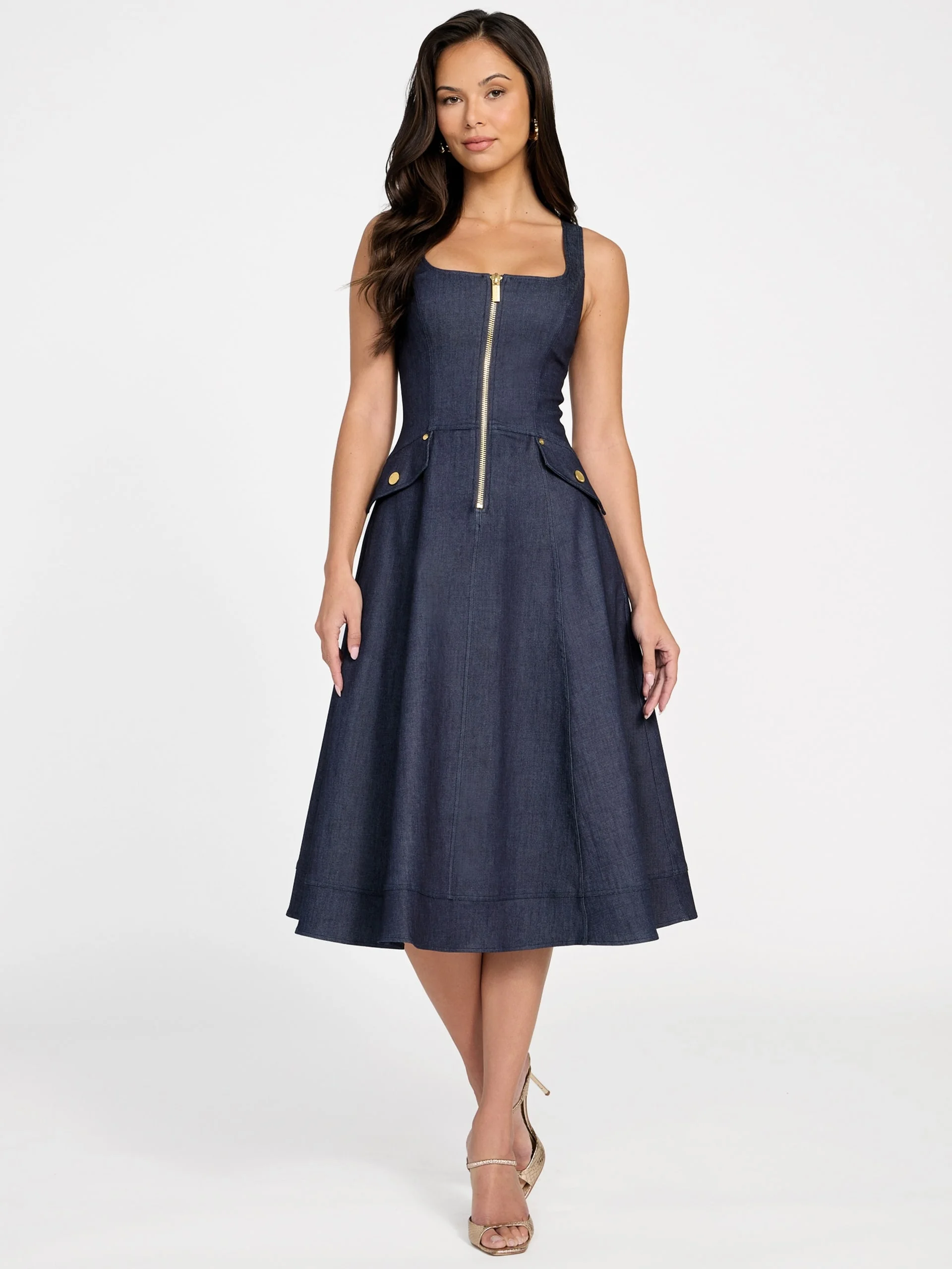 GUESS MARCIANO Đầm Jeans Nữ - Zipped Maxi Dress