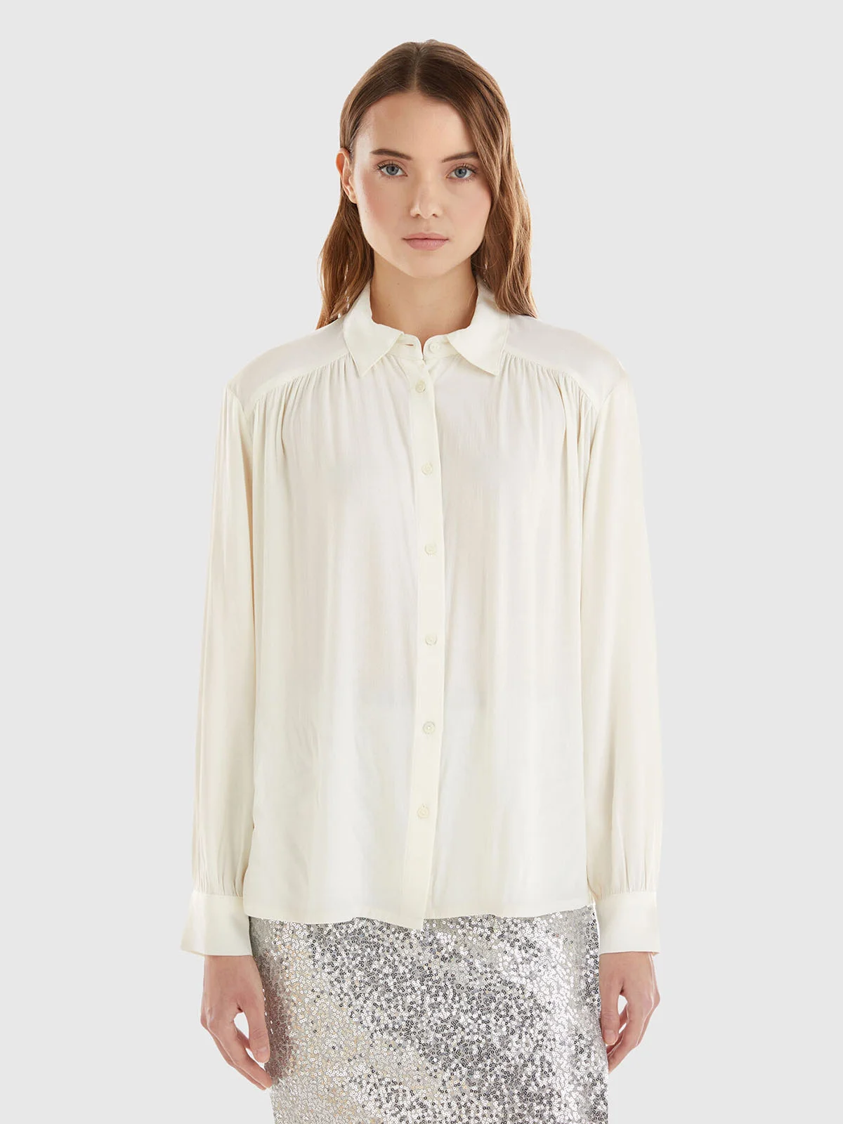 UNITED COLORS OF BENETTON Áo Sơ Mi Dài Tay Nữ Women Shirt