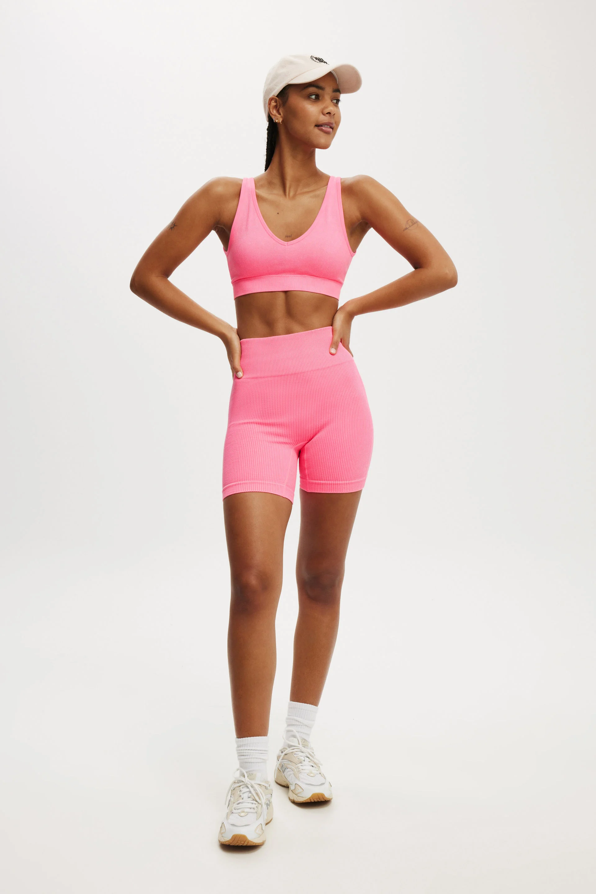 COTTON:ON BODY Quần Thun Ngắn Thể Thao Nữ-Seamless Rib Bike Short