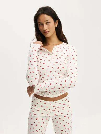 COTTON ON BODY Áo Thun Dài Tay Nữ - Airy Soft Henley Long Sleeve