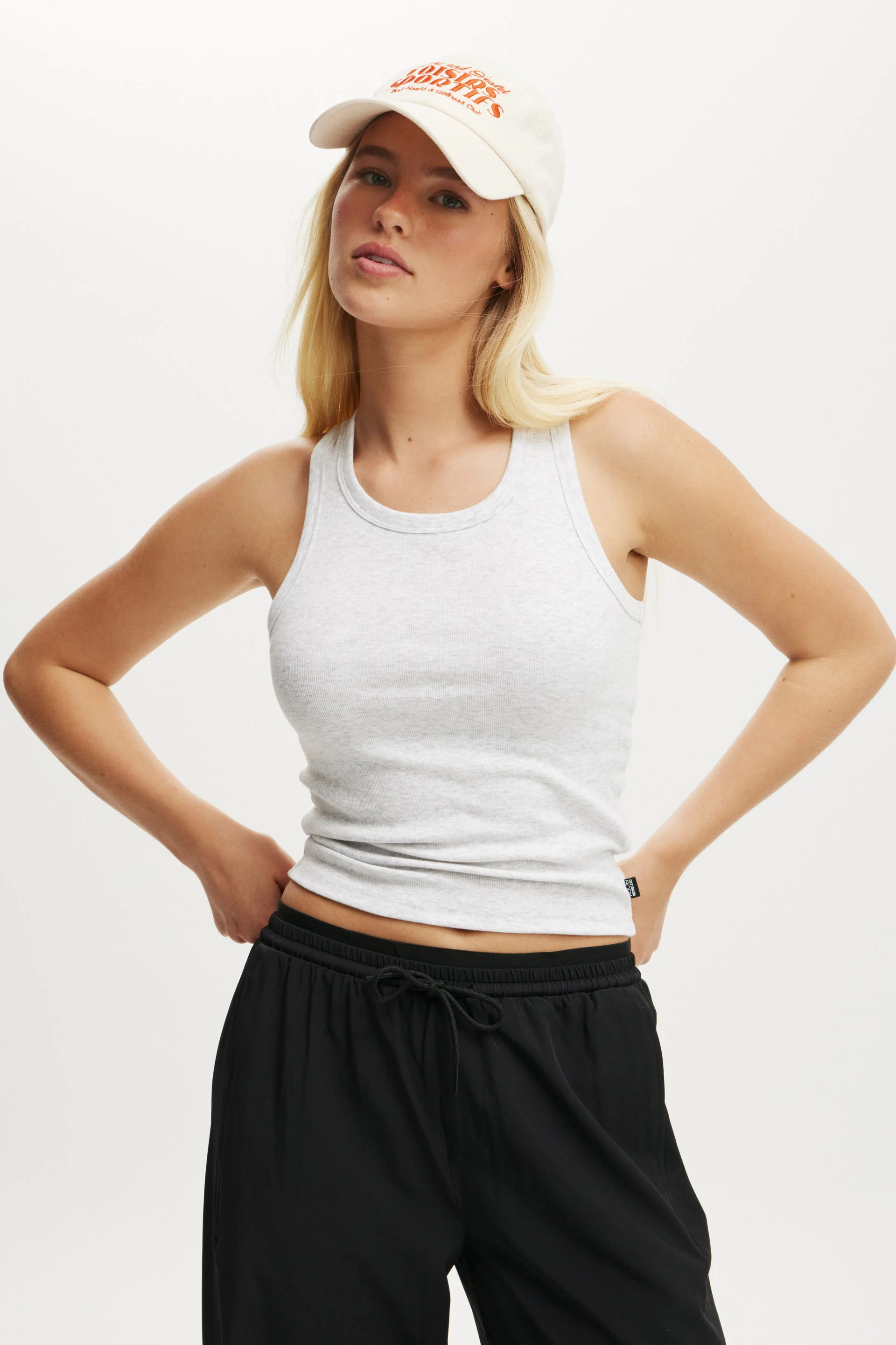COTTON ON BODY Áo Thun Cộc Tay Nữ-Active Core Rib Racer Tank