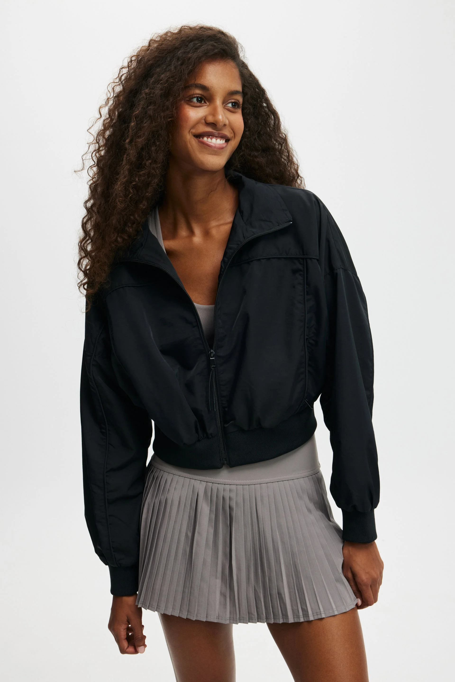 COTTON:ON BODY Áo Khoác Dài Tay Nữ-Baseline Cropped Rib Panelled Anorak