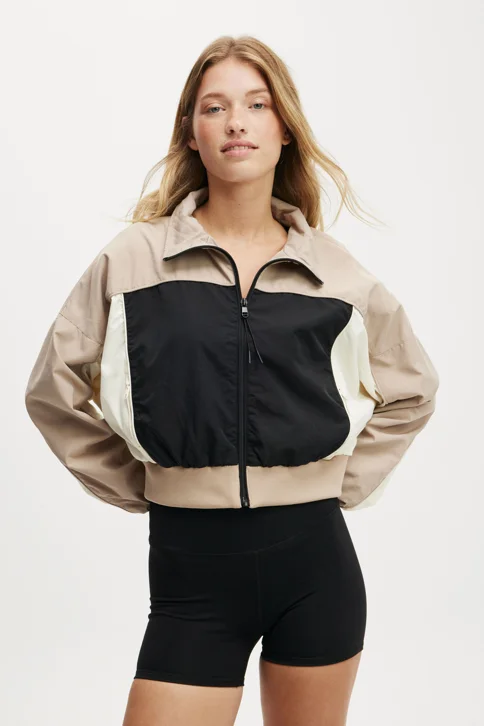 COTTON ON BODY Áo Khoác Dài Tay Nữ-Baseline Cropped Rib Panelled Anorak