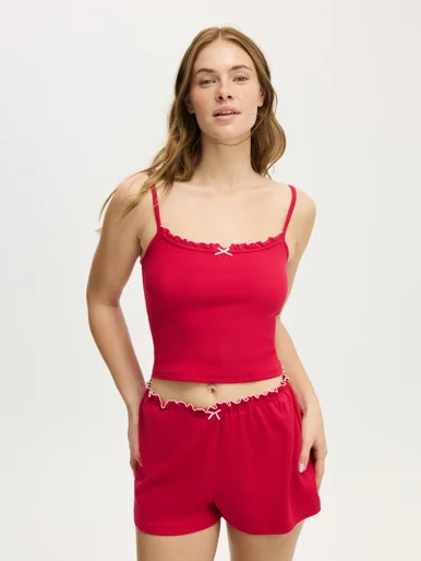 COTTON ON BODY Áo Kiểu Hai Dây Nữ-Ruffle Pointelle Cami