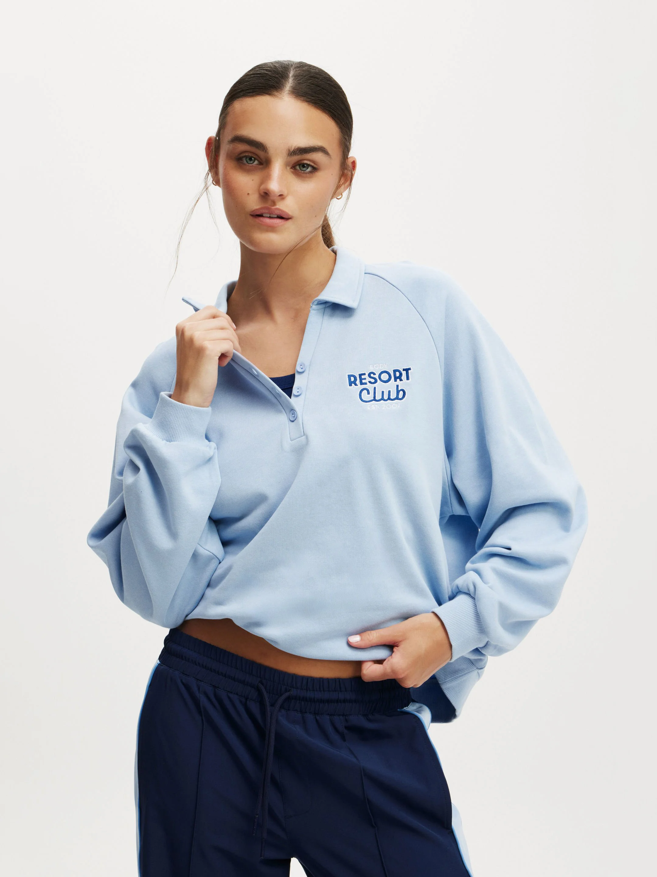 COTTON ON BODY Áo Thun Polo Dài Tay Nữ-Lightweight Fleece Graphic Polo