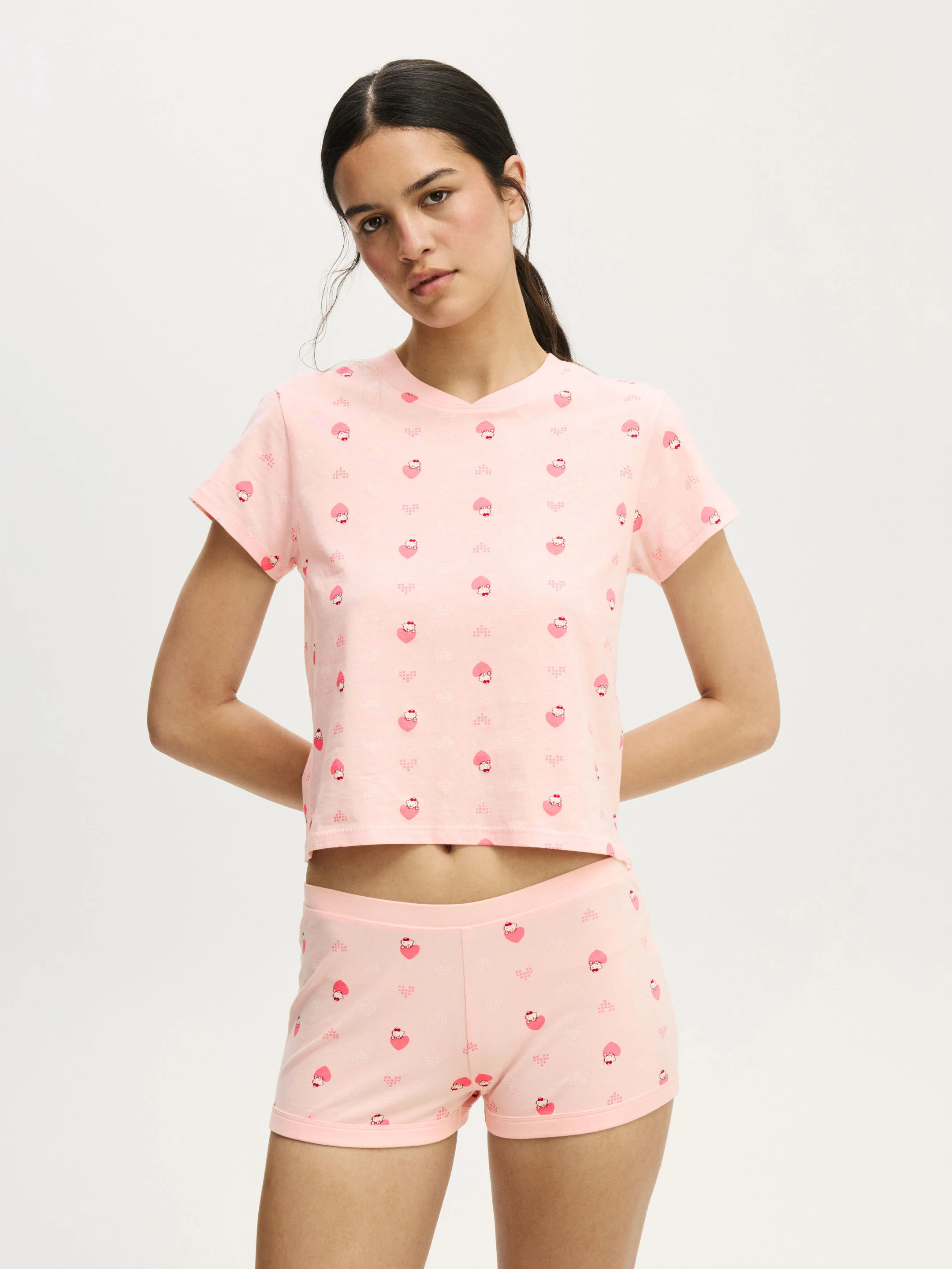 COTTON ON BODY Áo Thun Có Họa Tiết Nữ-90 S Sporty V-Neck Tee