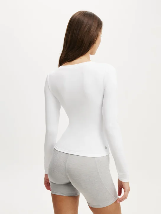 COTTON ON BODY Áo Thun Dài Tay Nữ-Ultra Soft Plunge Front Long S
