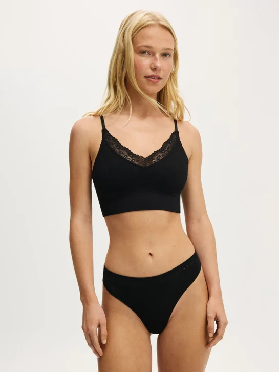 COTTON ON BODY Áo Bra Nữ - Seamless Longline Lace Trim Br