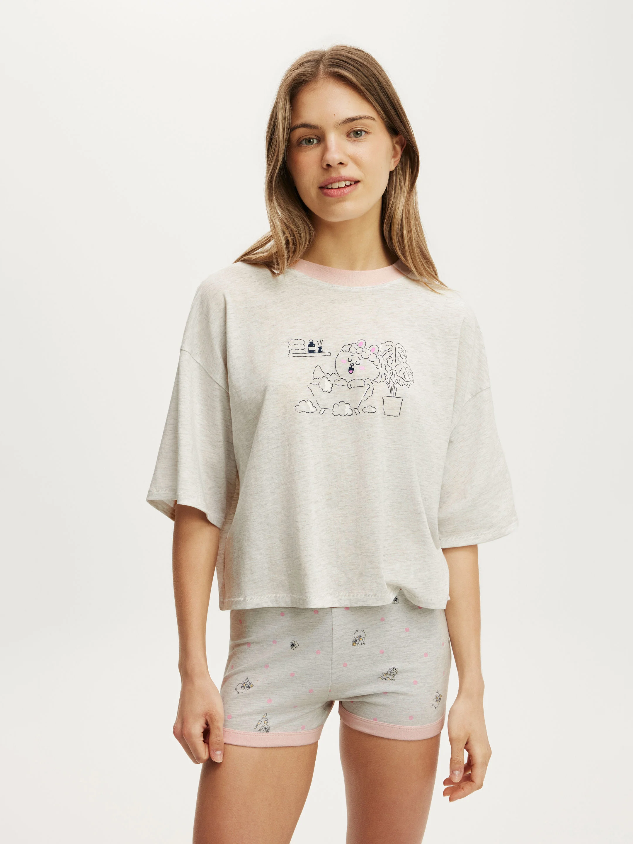 COTTON ON BODY Áo Thun Có Họa Tiết Nữ-Cropped Boxy Lounge Tee