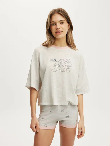 COTTON ON BODY Áo Thun Có Họa Tiết Nữ-Cropped Boxy Lounge Tee