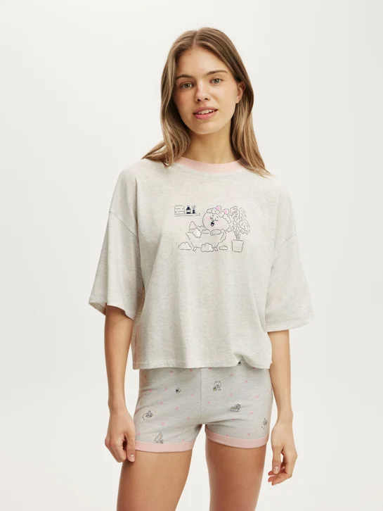 COTTON ON BODY Áo Thun Có Họa Tiết Nữ-Cropped Boxy Lounge Tee