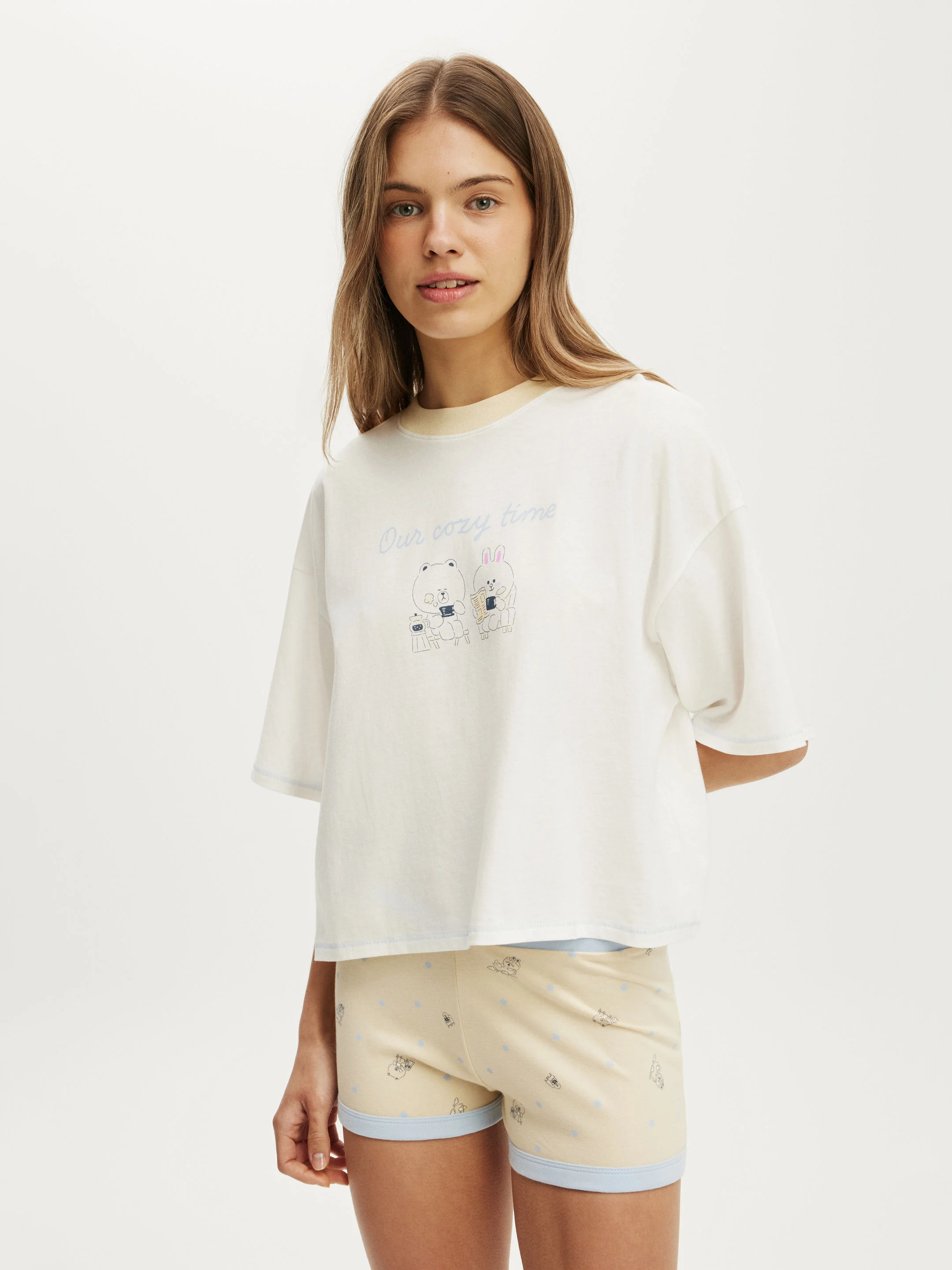 COTTON ON BODY Áo Thun Có Họa Tiết Nữ-Cropped Boxy Lounge Tee