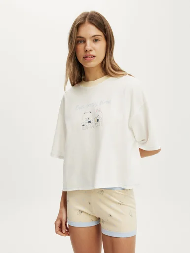 COTTON ON BODY Áo Thun Có Họa Tiết Nữ-Cropped Boxy Lounge Tee
