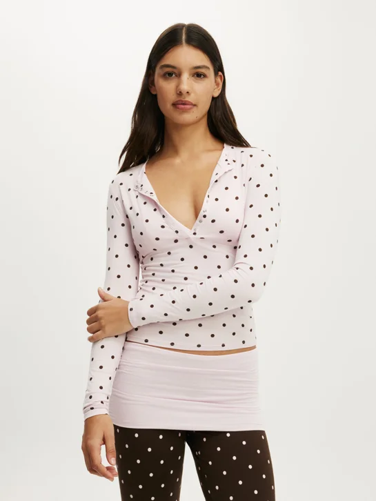 COTTON ON BODY Áo Thun Dài Tay Nữ - Airy Soft Lounge Henley