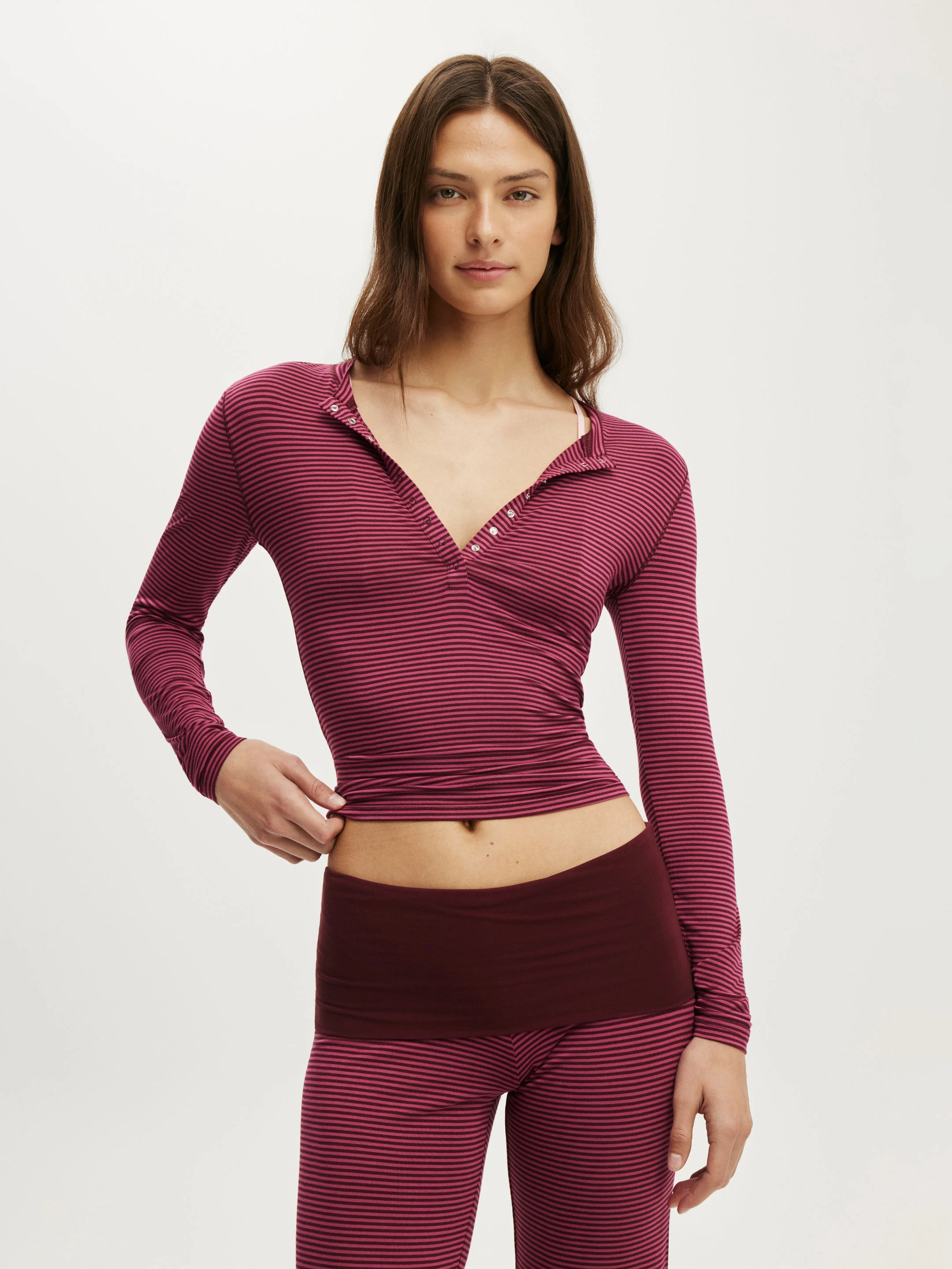 COTTON ON BODY Áo Thun Dài Tay Nữ - Airy Soft Lounge Henley