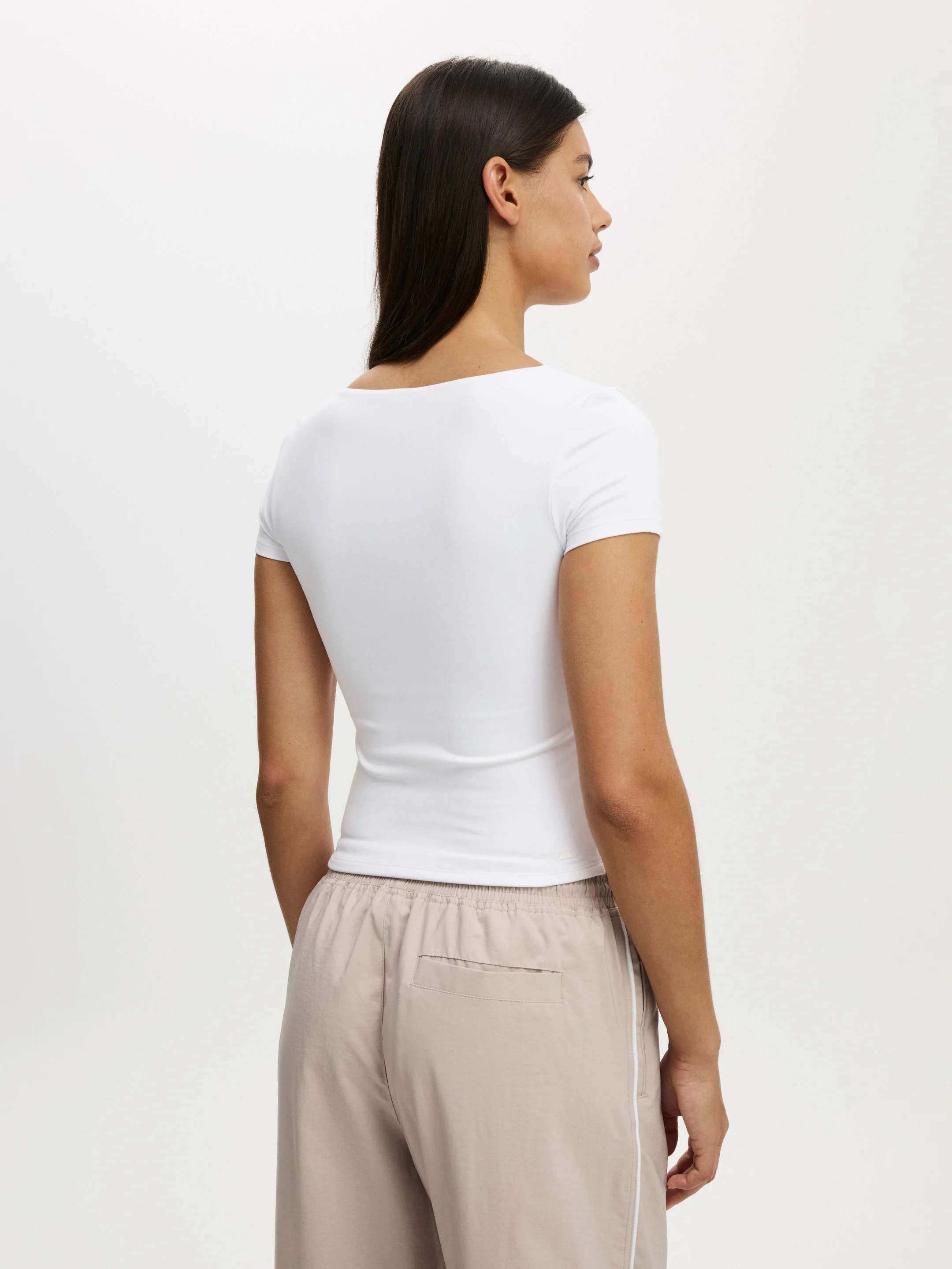 COTTON ON BODY Áo Thun Ngắn Tay Nữ - Ultra Soft Square Fitted Tsh