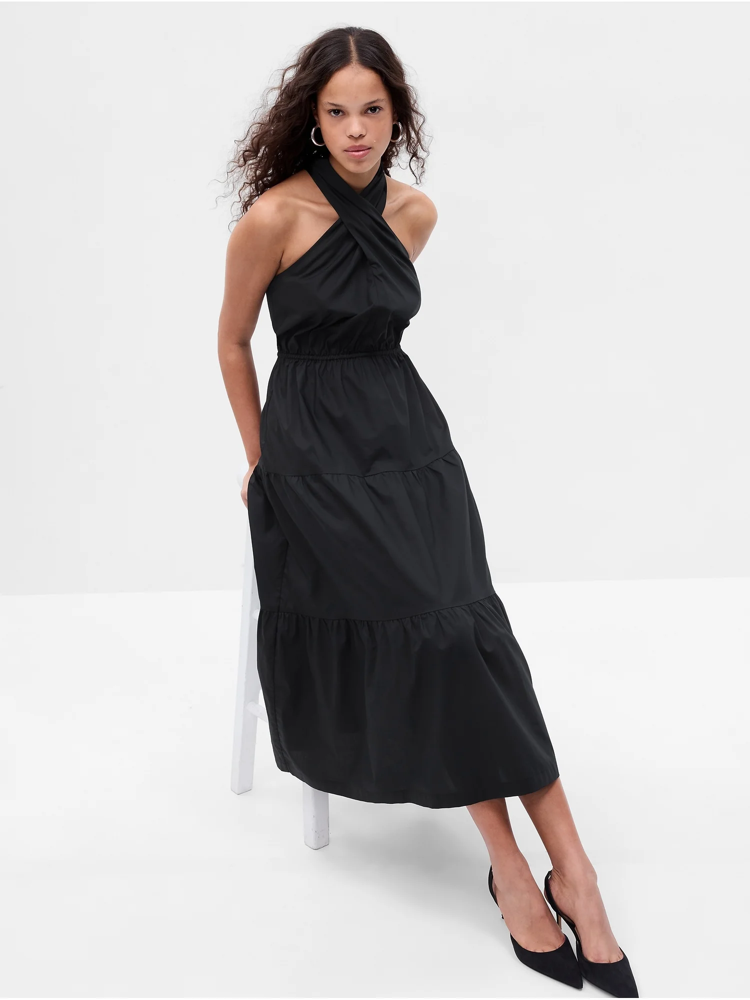 GAP Đầm Vải Nữ - Cross Halter Maxi Dress