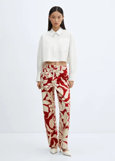 MANGO Quần Dài Nữ Red