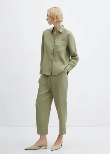 MANGO Quần Dài Nữ Linen