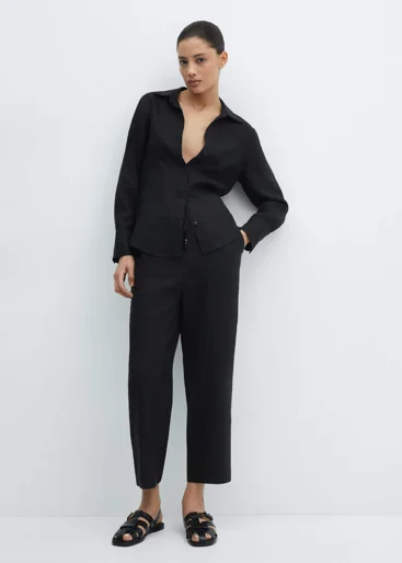 MANGO Quần Dài Nữ Linen