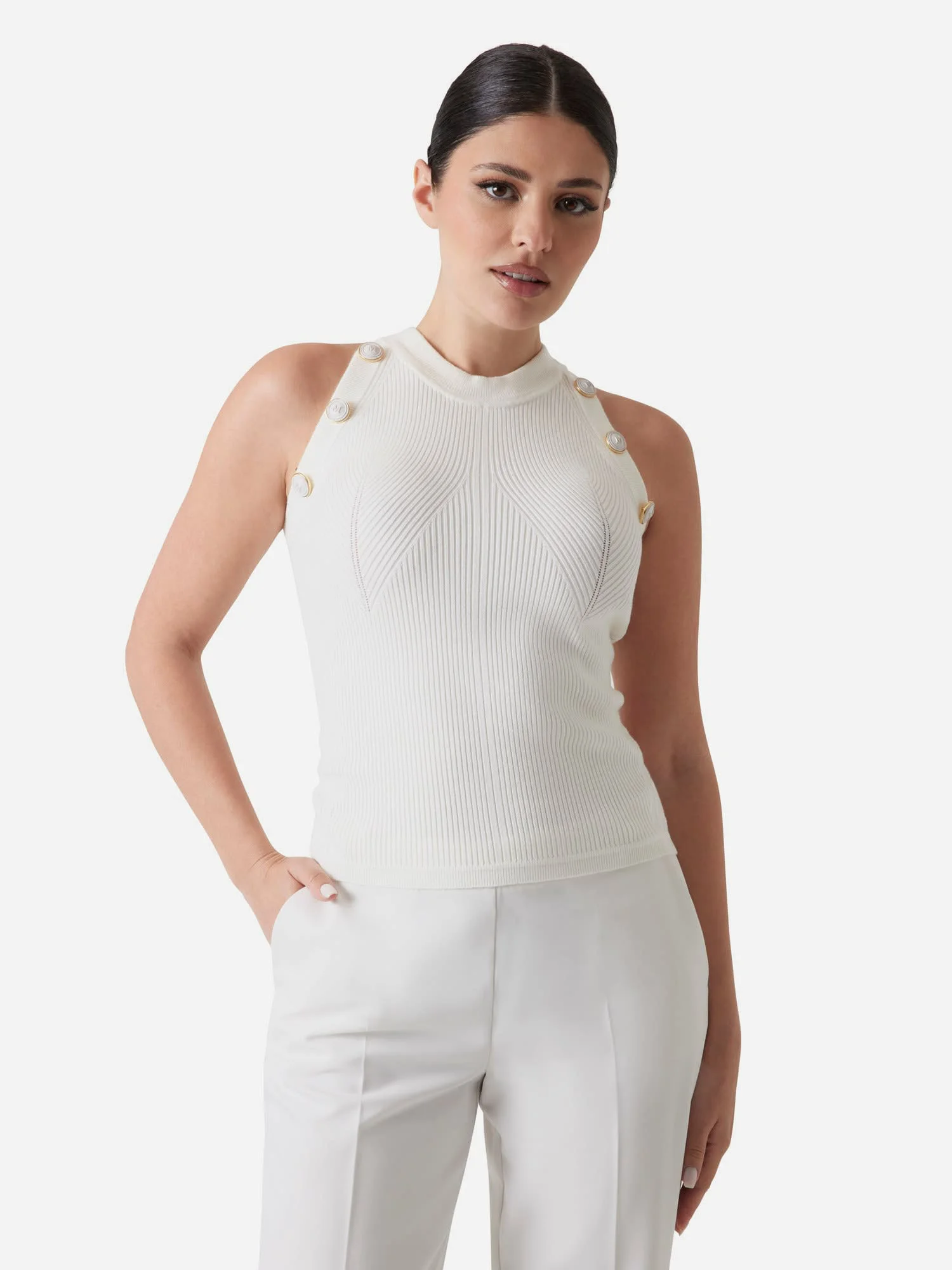 GUESS MARCIANO Áo Len Nữ - Bice Halter Neck Top Swtr