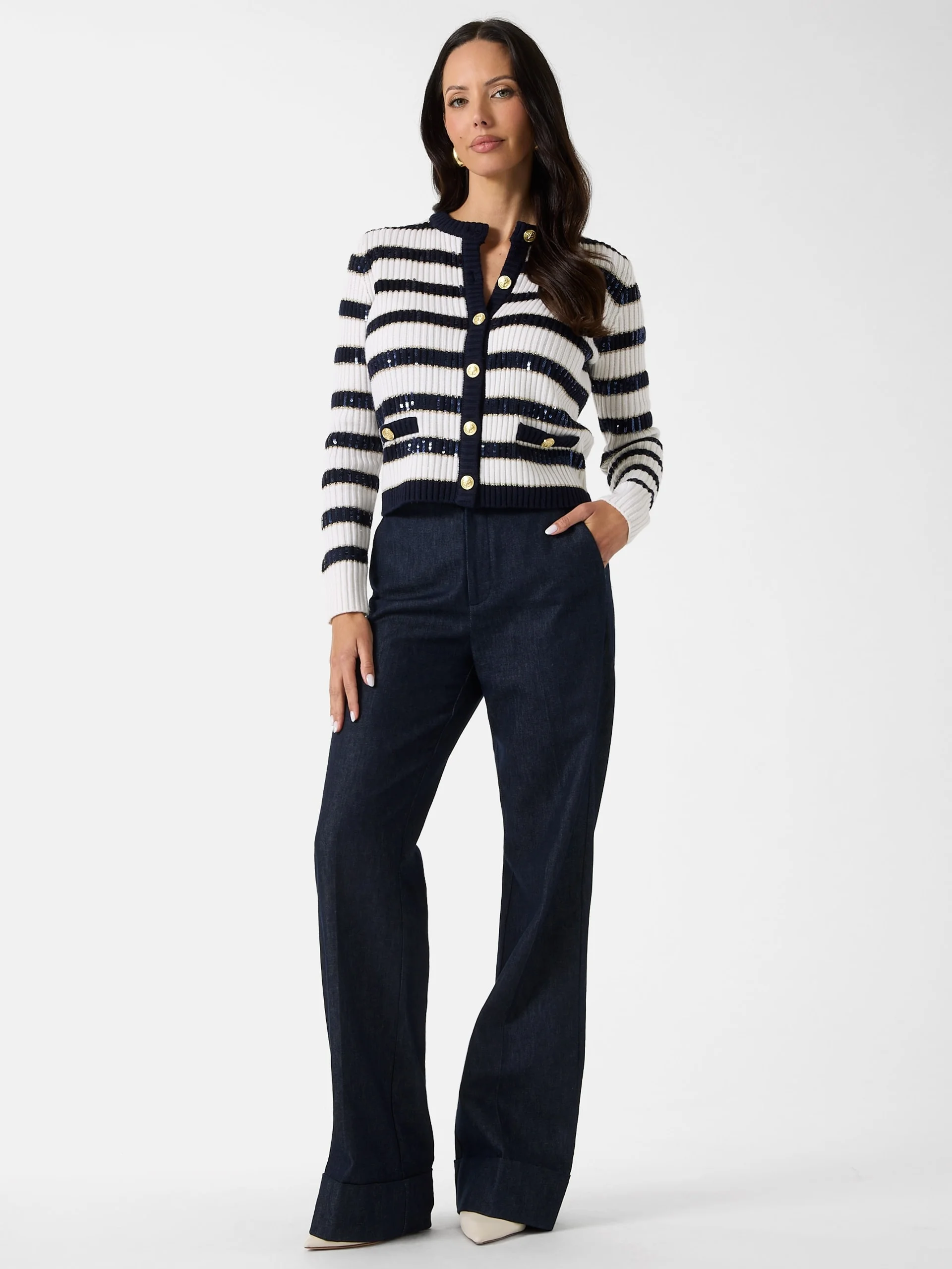 GUESS MARCIANO Áo Cardigan Nữ - Martha Striped Cardi Swtr