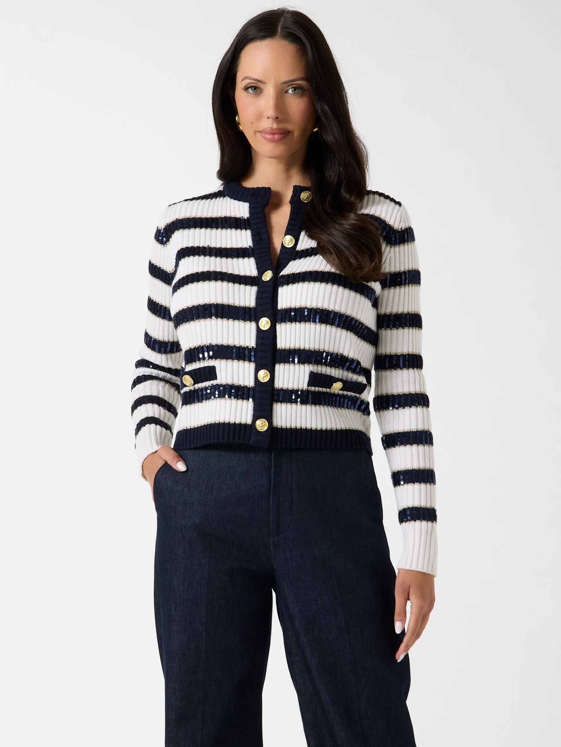 GUESS MARCIANO Áo Cardigan Nữ - Martha Striped Cardi Swtr