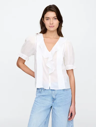 GAP Áo Sơ Mi Tay Ngắn Nữ