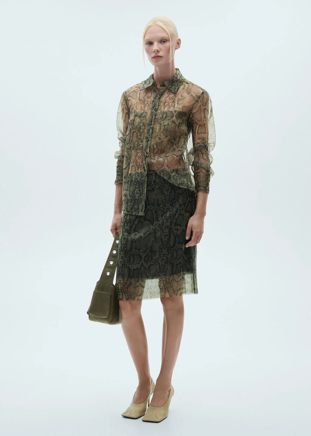 MANGO Chân Váy Nữ Organza